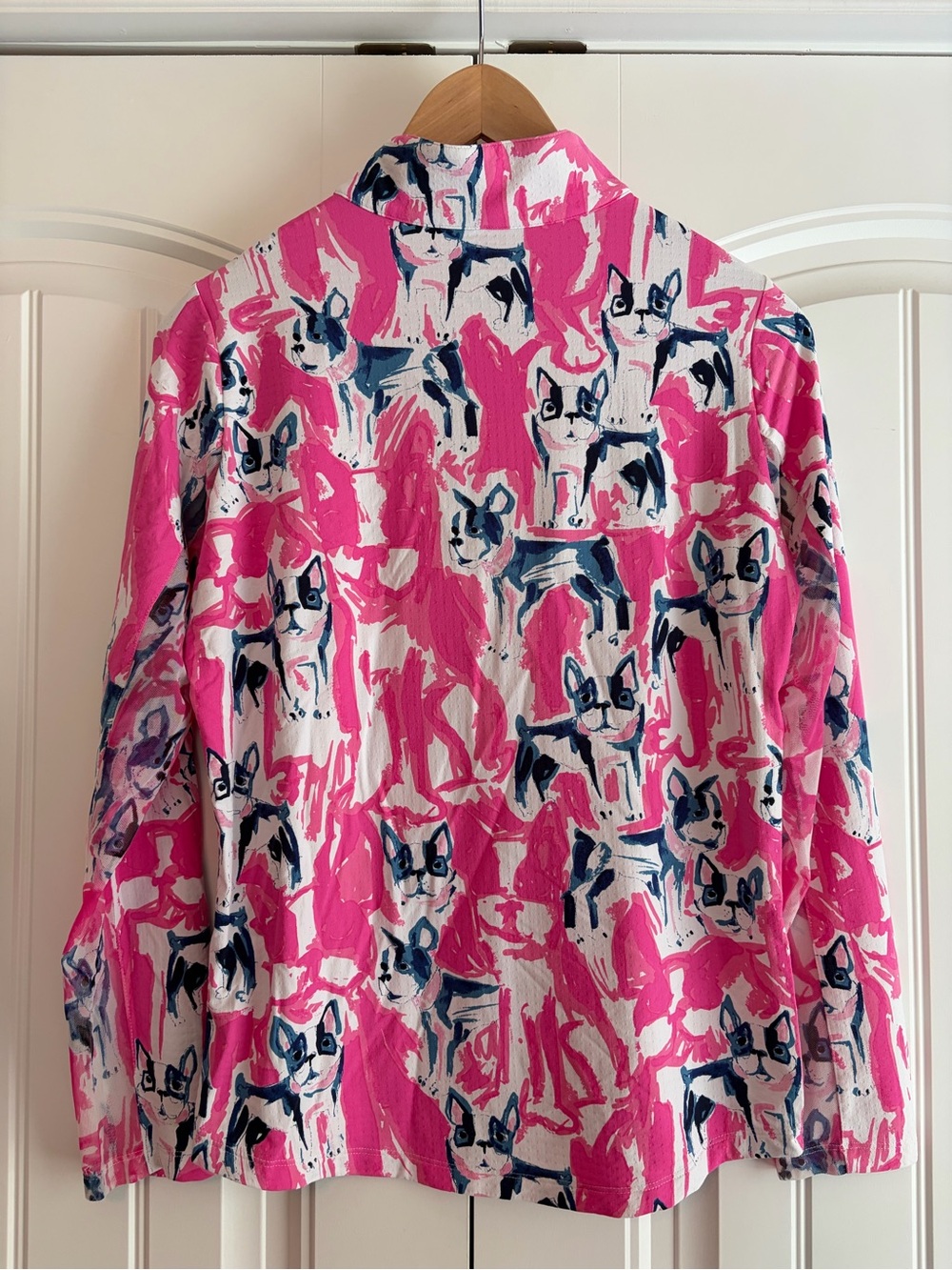 IBKUL Icifil Frenchie Print Quarter Zip SPF 50 Long Sleeve Golf Top Size Med - Picture 4 of 10